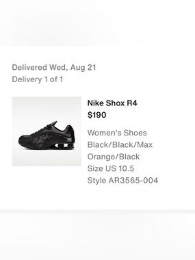 Nike Shox R4 Women's Sneakers - Black with Orange Accent